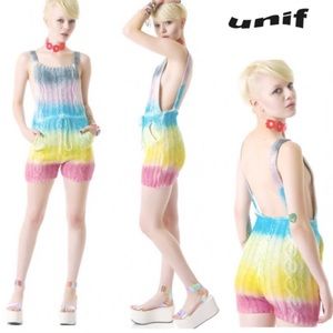 UNIF-Tie Dye Cake Rainbow Sweater Knit Romper XS